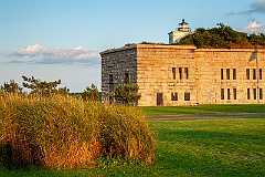 Clarks Point Lighthouse on Fort Taber in Massachusetts